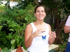  Our exuberant guide at the butterfly preserve, Aruba