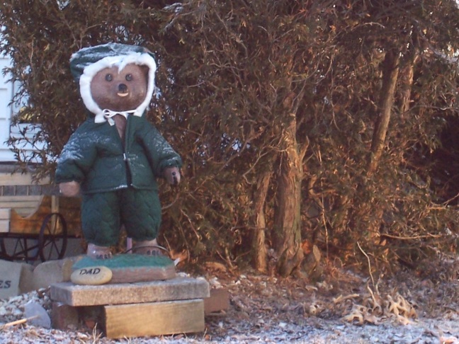  The bear across the street has two-dozen different seasonal outfits