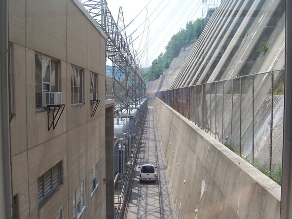  At the Sir Adam Beck Generating Station, water does down and power goes up