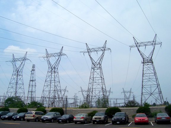  Power towers march across the landscape from the Sir Adam Beck Generating Station