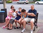  At the end of a day's tough touring a family awaits the evening in Niagara-on-the-Lake, Ontario