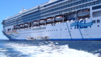  Port-side tenders ferry passengers from Norwegian Spirit to dock in Mykonos