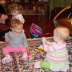  Sharing with cousin Katie Bell while Zoe watches